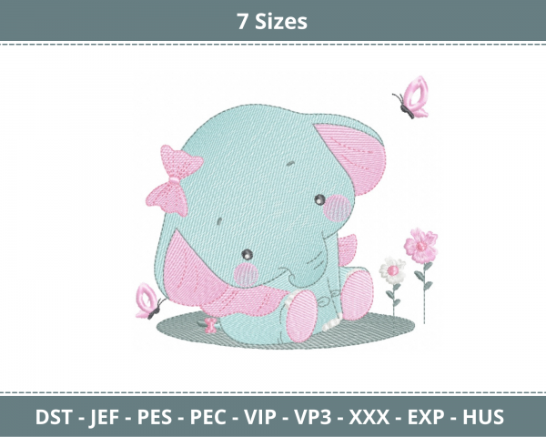 Baby Elephant Machine Embroidery Designs-7 Sizes-instant download