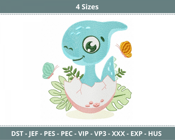 Baby Dinosaur Machine Embroidery Designs-4 Sizes-instant download
