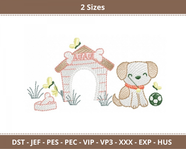 Cute Puppy Machine Embroidery Designs-2 Sizes-instant download