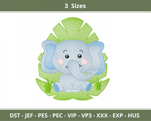 Baby Elephant Machine Embroidery Designs-3 Sizes-instant download