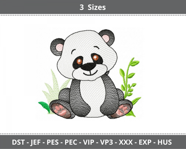 Panda Cartoon Machine Embroidery Designs-3 Sizes-instant download