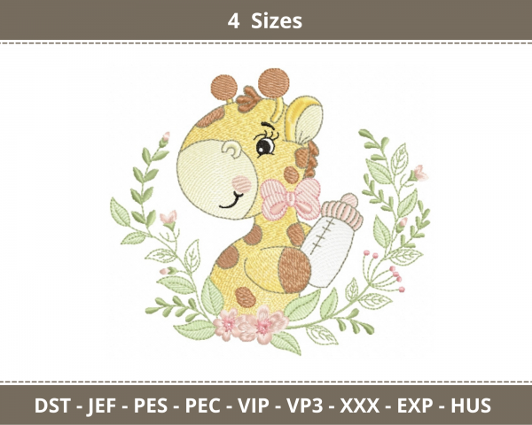 Giraffe Machine Embroidery Designs-4 Sizes-instant download