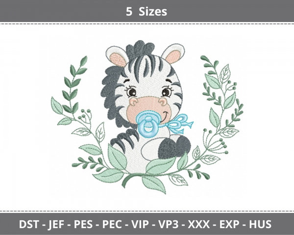 Baby Zebra Machine Embroidery Designs-5 Sizes-instant download