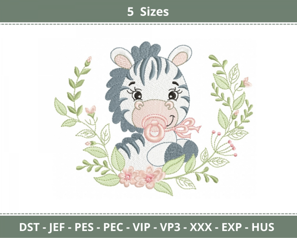 Baby Zebra Machine Embroidery Designs-5 Sizes-instant download