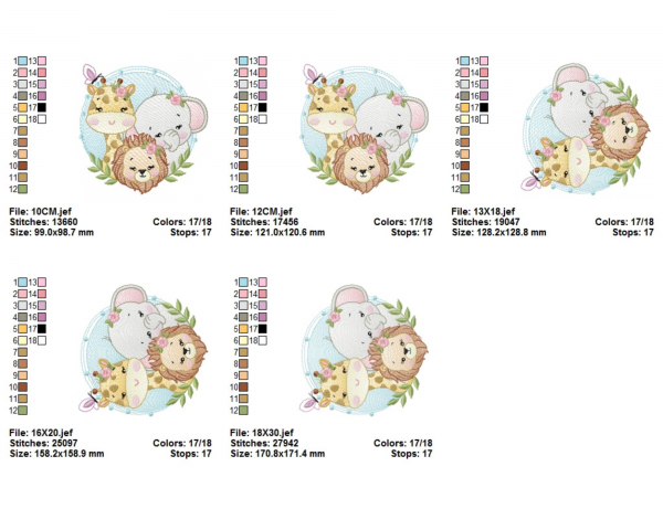 Safari Animal Machine Embroidery Designs-5 Sizes-instant download
