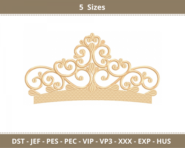 Crown Machine Embroidery Designs-5 Sizes-instant download