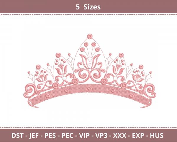Crown Machine Embroidery Designs-5 Sizes-instant download