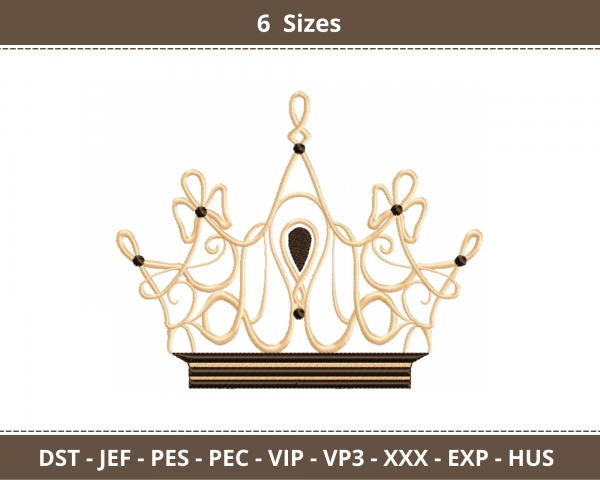 Crown Machine Embroidery Designs-6 Sizes-instant download