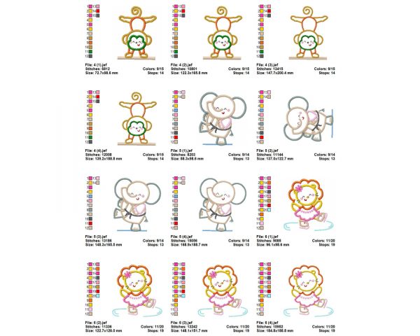 Crazy Animal Machine Embroidery Designs-4 Sizes-8 Types-instant download