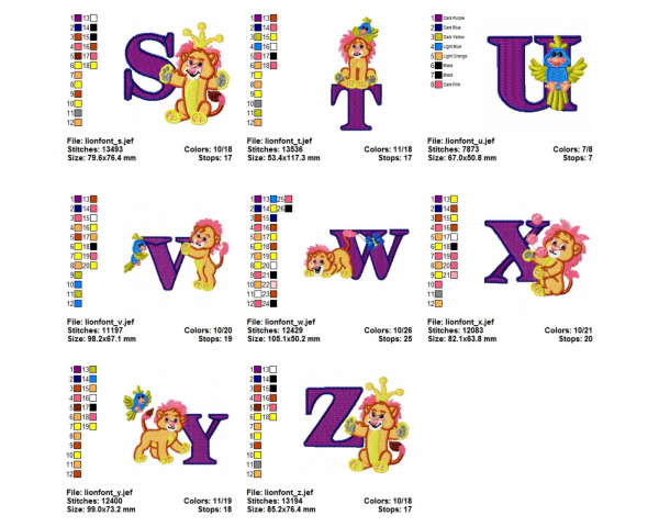Lion Font Machine Embroidery Designs-1 Size-A to Z letters-instant download
