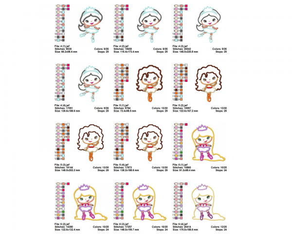Cute Doll Machine Embroidery Designs-4 Sizes-9 Types-instant download