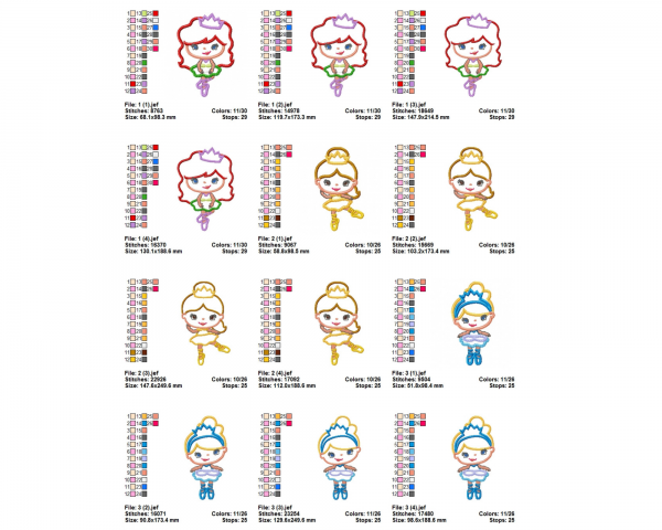 Cute Doll Machine Embroidery Designs-4 Sizes-9 Types-instant download