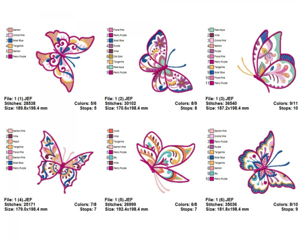 Butterfly Machine Embroidery Designs-1 Size-6 Types-instant download