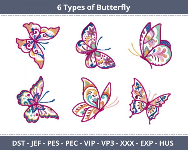 Butterfly Machine Embroidery Designs-1 Size-6 Types-instant download