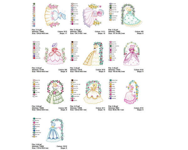 Little Princess Machine Embroidery Designs-3 Sizes-10 Types-instant download