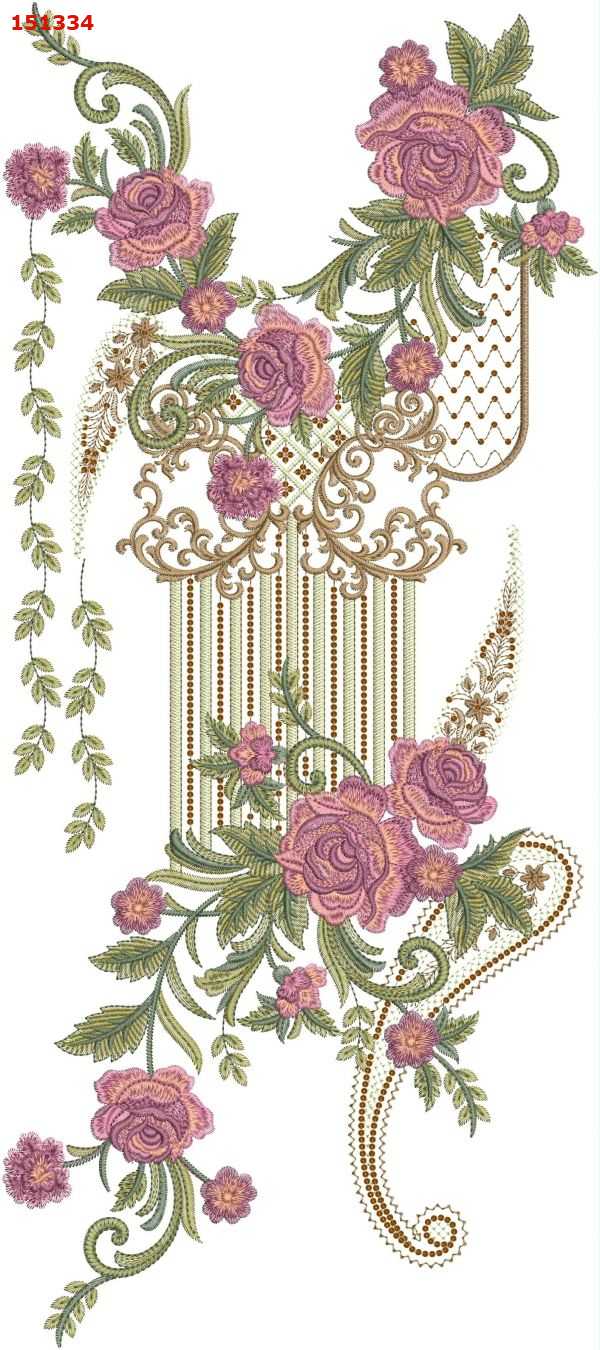 3mm multi flower neck embroidery design