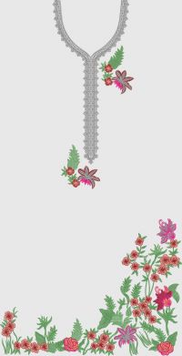Creative flower long  panel embroidary design