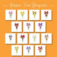 14 Ribbon-Tied Bouquets Embroidery Design Pack