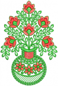 flower pot embroidery design