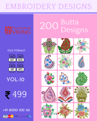 Vol-10, 200 Embroidery Butta Designs for Husqvarna Viking Machine, Instant Download