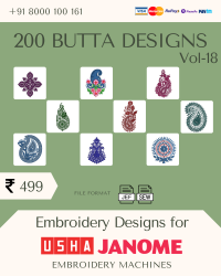 Vol-18, 200 Embroidery Butta Designs for Usha Janome Machine, Instant Download