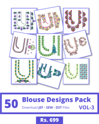 Vol-3, 50 Embroidery Blouse Designs for Usha Janome Machine, Instant Download