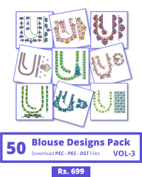Vol-3, 50 Embroidery Blouse Designs for Brother Machine, Instant Download