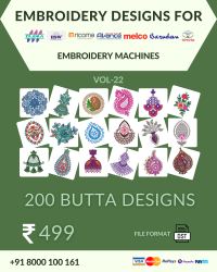Vol-22, 200 Embroidery Butta Designs for Multi Needle Machines, Instant Download