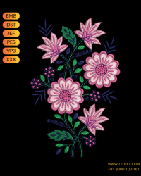 Creative Flower Figure Embroidery Design 
