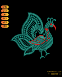 Creative Peacock Figure Embroidery Design 