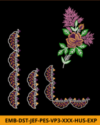 Set of Border & Corner Embroidery Designs for Pillow & Bed sheet