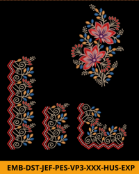Set of Border & Corner Embroidery Designs for Pillow & Bed sheet
