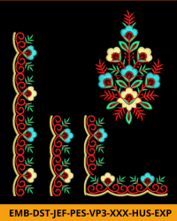 Endless Border Embroidery Design with Corner and patch