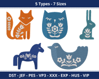 Patterned Animals Embroidery Design 