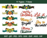 Christmas Calligraphy and Headers Embroidery Design 