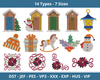 Christmas Outhouses And Elements Embroidery Design 