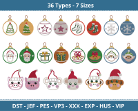 Christmas Balls & Santa Hat Cuties Stitched and Appliqué Embroidery Design