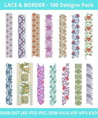 Lace & Border Embroidery Design Pack 