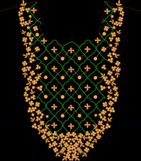 Fantastic motif  Deep  neck  Embroidery design 