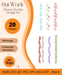 Cutwork Flower Border-2 Size-20 Designs Set-Machine Embroidery Designs