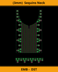 sequins -3mm neck embroidery design