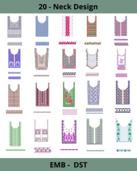 20 Box-Neck & Daman Embroidery Designs Bundle