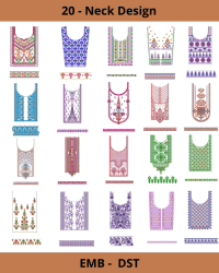20 Box-Neck & Daman Embroidery Designs Bundle
