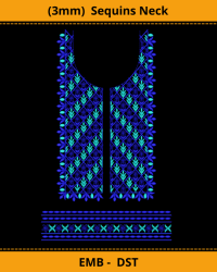 sequins -3mm neck embroidery design