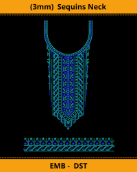   sequins -3mm neck embroidery design