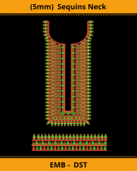 sequins -5mm neck embroidery design