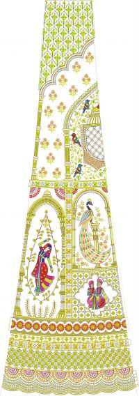 wedding lahengha Embroidery Design