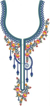 fansi neck with lace embroidery design