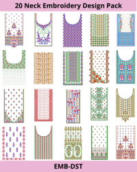 20 Neck Embroidery Designs Bundle