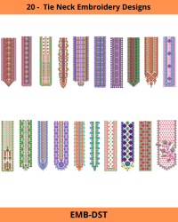 20 - tie Neck Embroidery Designs Bundle